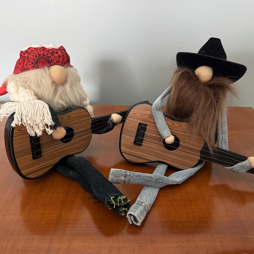 Hand Made Country Music Folk Art Guitar Gnomes